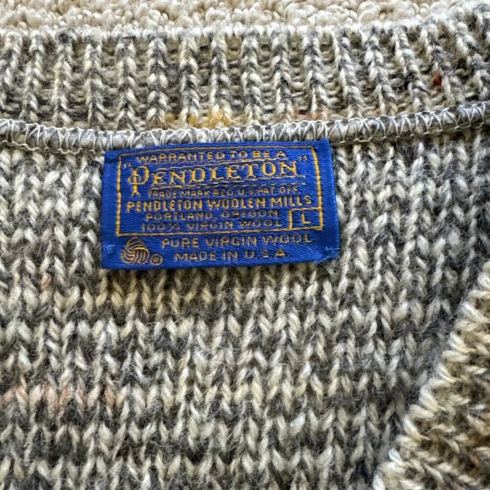 VTG 80’s Pendleton 100% Wool Made In USA Knitted Sweater Large